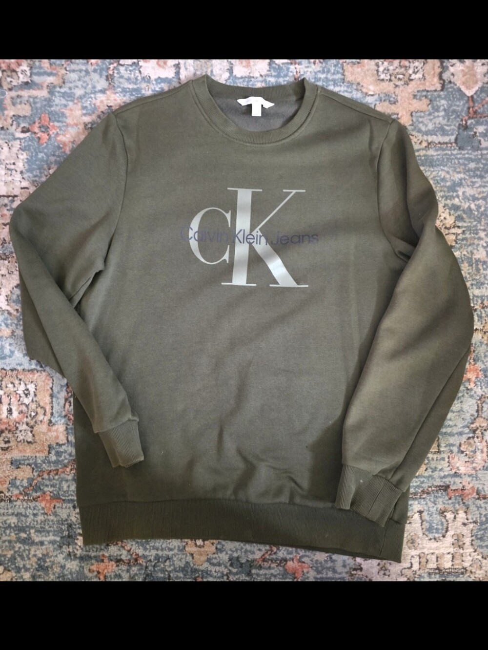 Calvin Klein Jeans Men's Olive Green CK Logo Sweatshirt